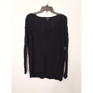 Rock & Republic Womens Ribbed Sweater Black With Metallic Thread XL